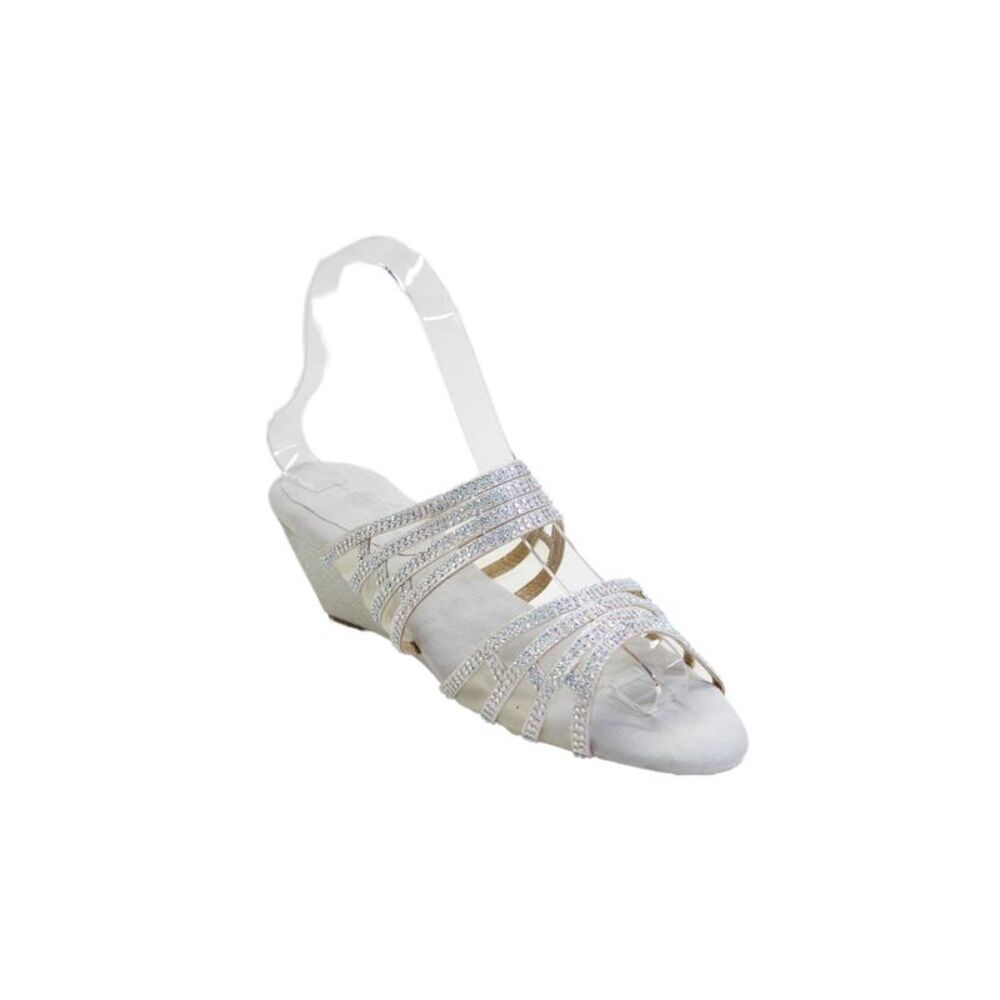 Joan Boyce Womens Crystal Detail Strappy Slide On Sandals Silver Size 6.5M